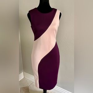 Calvin Klein Scuba Curved Vertical Color Blocking Sheath Dress
